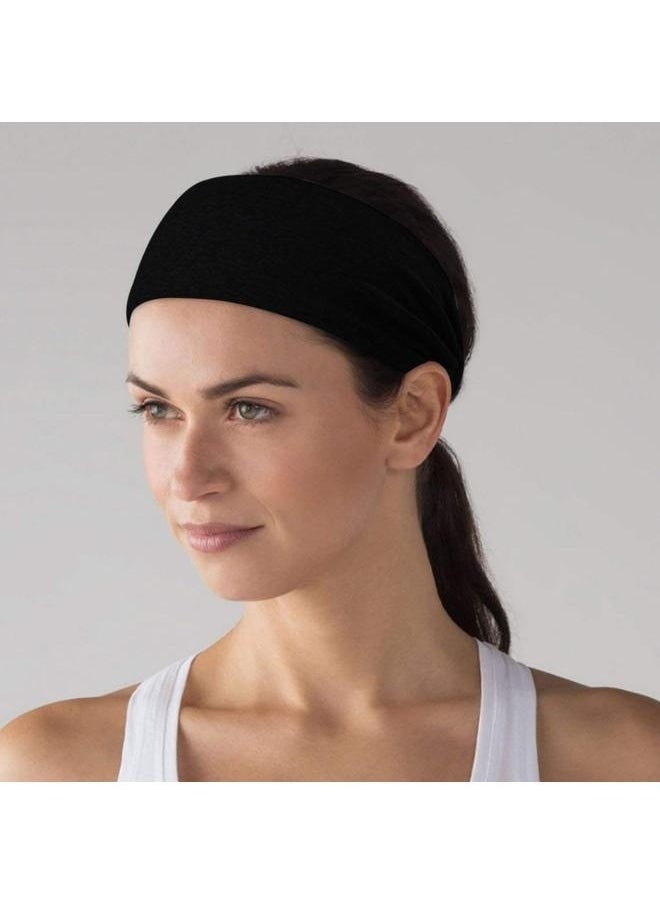 Sweat Wicking Sports Headband 24x7.5cm，Headbands for Men Women Mens Headband in Black Guys Sweatband & Sports Headband for Running Fitness Yoga Workout Gym