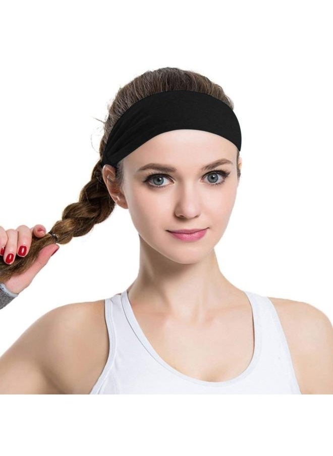 Sweat Wicking Sports Headband 24x7.5cm，Headbands for Men Women Mens Headband in Black Guys Sweatband & Sports Headband for Running Fitness Yoga Workout Gym