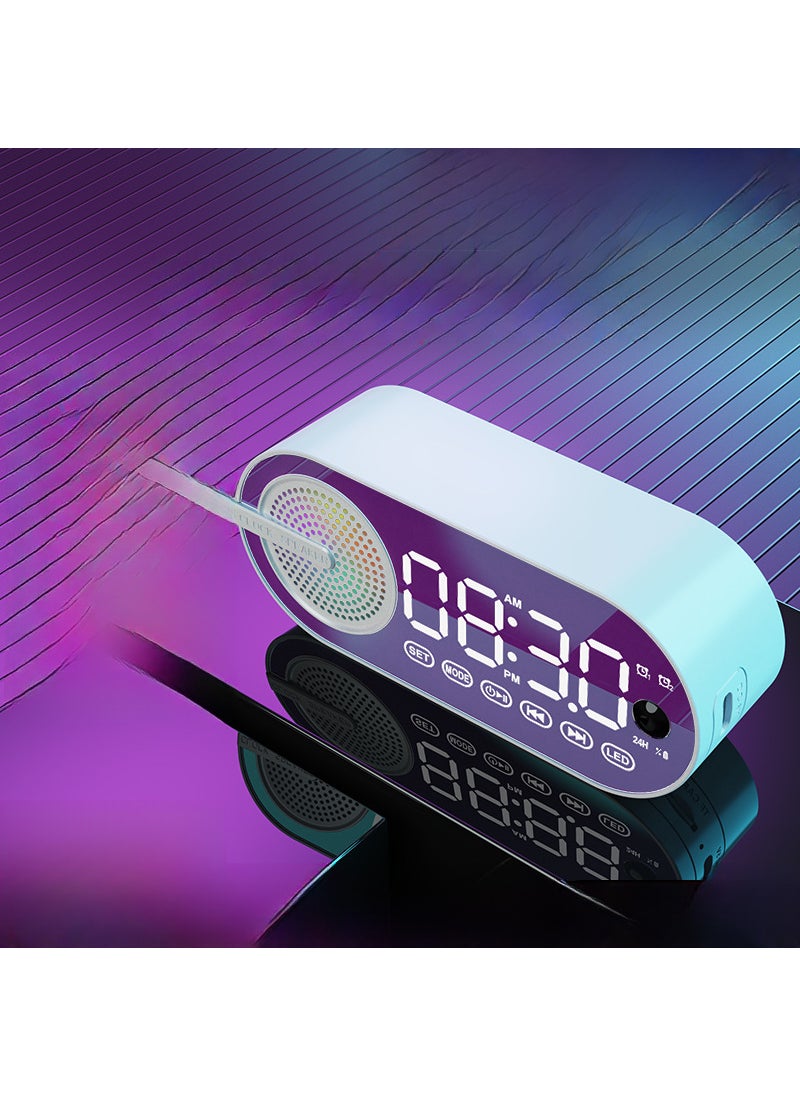 Bluetooth Speaker AI Alarm Clock Radio [Yinchuan White-induction version] clock + alarm clock + Bluetooth + TF card slot + night light + ultra-long standby