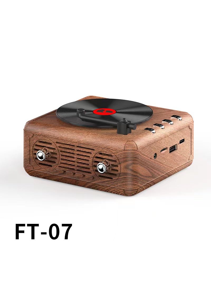 1 x 5 pcs Vintage Phonograph Bluetooth Speaker Retro Wood Grain Version