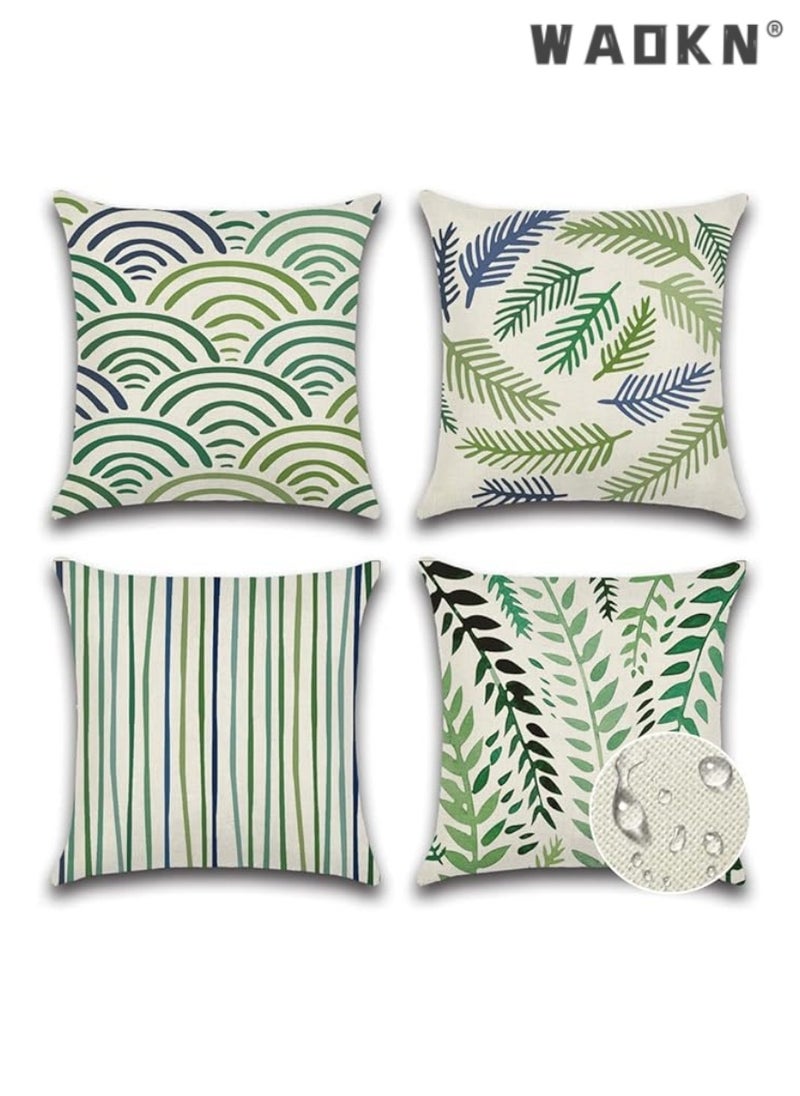 Enhanced Decorative Throw Pillow Covers Set， A Quartet of 18x18 Inches (45cm x 45cm) Linen Square Cushion Covers, Embellished with Plant Motifs - Ideal for Accentuating Your Living Room, Sofa, Couch, and Bed with a Naturalistic and Stylish Touch.