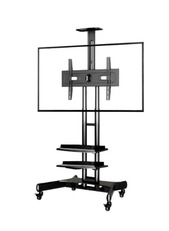 BEETEC TF-1500S Mobile TV Trolley for 40-70 Inch TVs up to 50 kg, VESA Compatible 600x400 mm, Dual Shelf Design for AV Equipment, Mobile with Locking Wheels for Stability