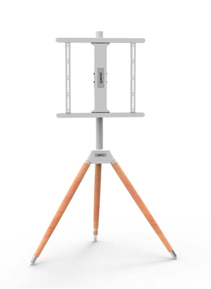 TV Floor Stand for 32-55 Inch TVs up to 40 kg, VESA Compatible 200x200mm to 400x400mm, Minimalist Wooden Tripod Design with Tilt and Swivel Functionality | TF-FS105W