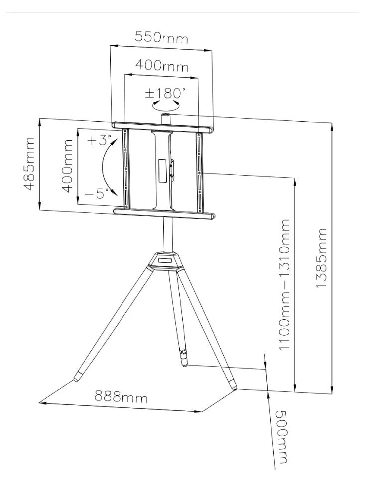 TV Floor Stand for 32-55 Inch TVs up to 40 kg, VESA Compatible 200x200mm to 400x400mm, Minimalist Wooden Tripod Design with Tilt and Swivel Functionality | TF-FS105W