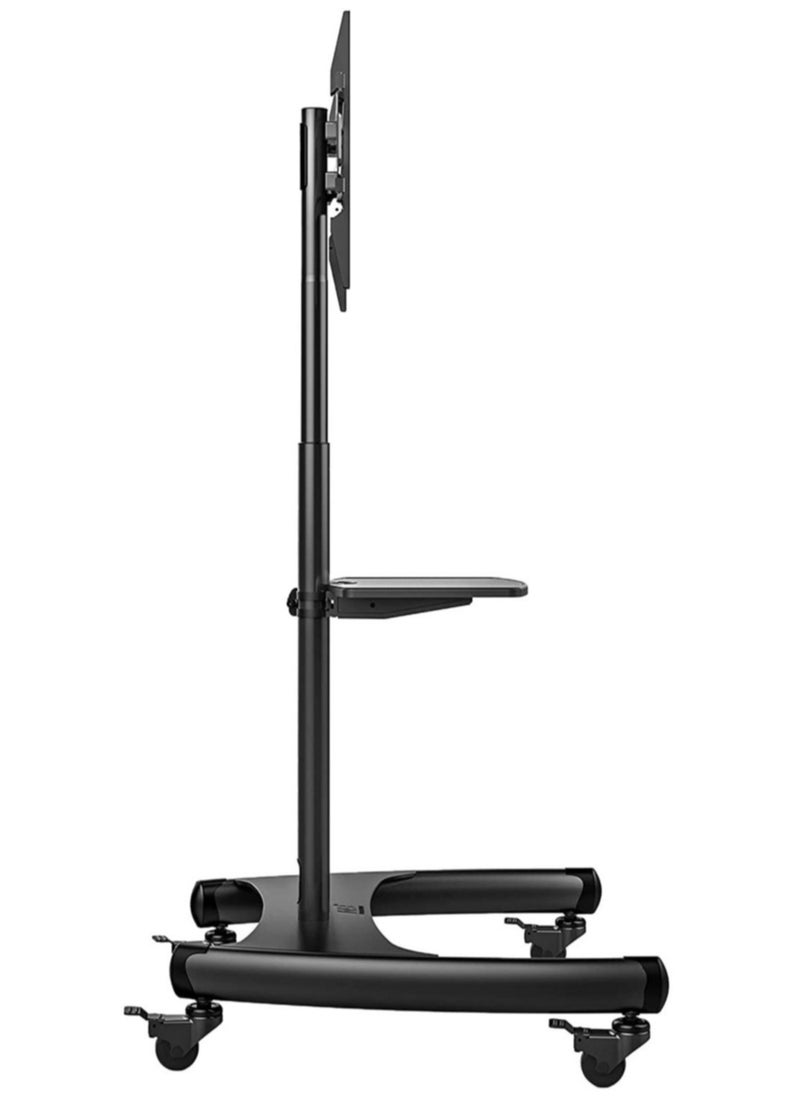 Mobile TV Stand with Lockable Wheels for 32-65 Inch TVs – Adjustable Height, Sturdy Steel Frame, TV Cart with Mount, Rolling TV Stand with Locking Wheels, Compatible with LED, LCD, and Plasma TVs, Black