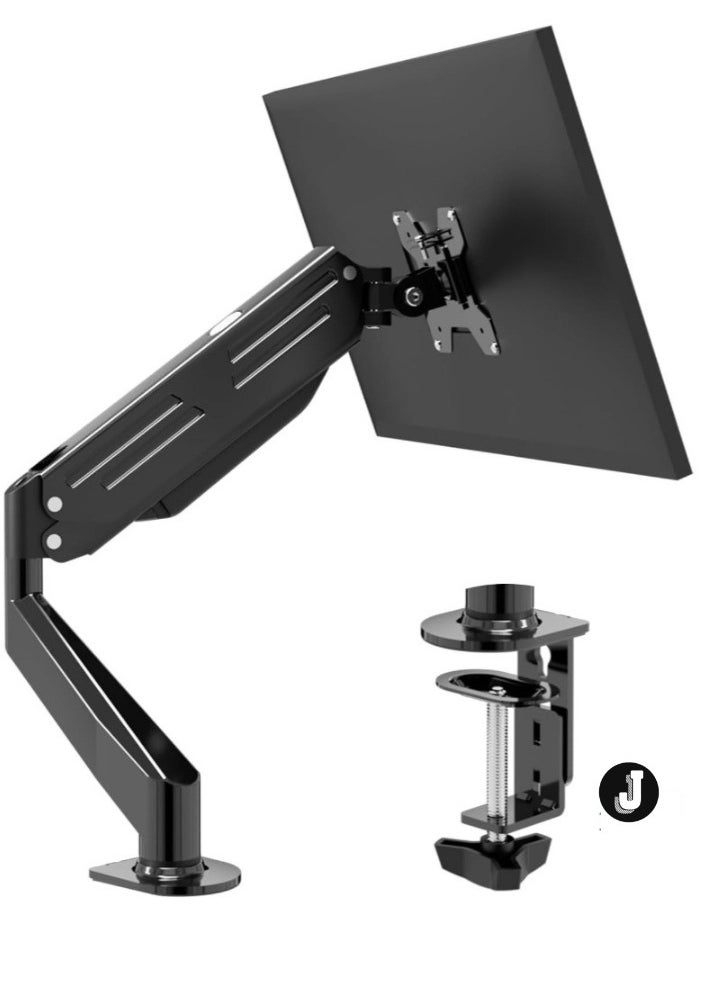 Monitor Mount Arm 17-27 Inch Adjustable Gas Spring Desk Stand – Holds Up to 13.2lbs with Clamp/Grommet Mounting Base