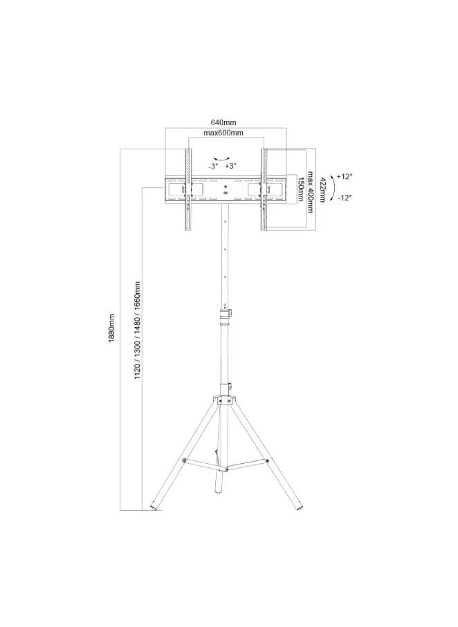 BEETEC TF-FS08-64T Adjustable Tripod TV Floor Stand for 32