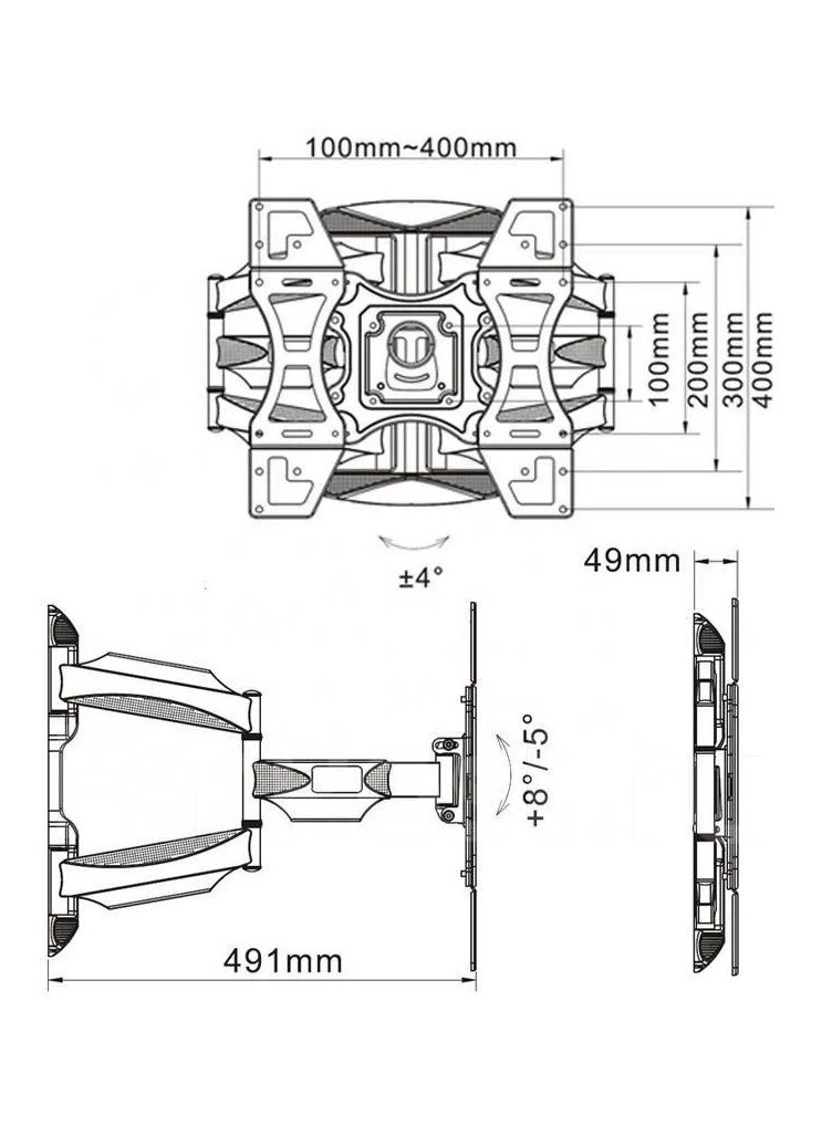 BEETEC TF-X7 Double Arms Swivel TV Wall Mount for 37