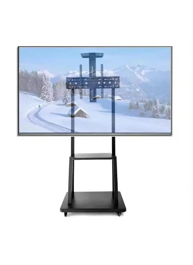 BEETEC TF-FS1700B Mobile TV Cart for up to 100 Inch TVs up to 150 kg, VESA Compatible up to 900x600 mm, Equipped with Heavy-Duty Locking Casters, Additional AV Support Shelf, and Height Adjustment