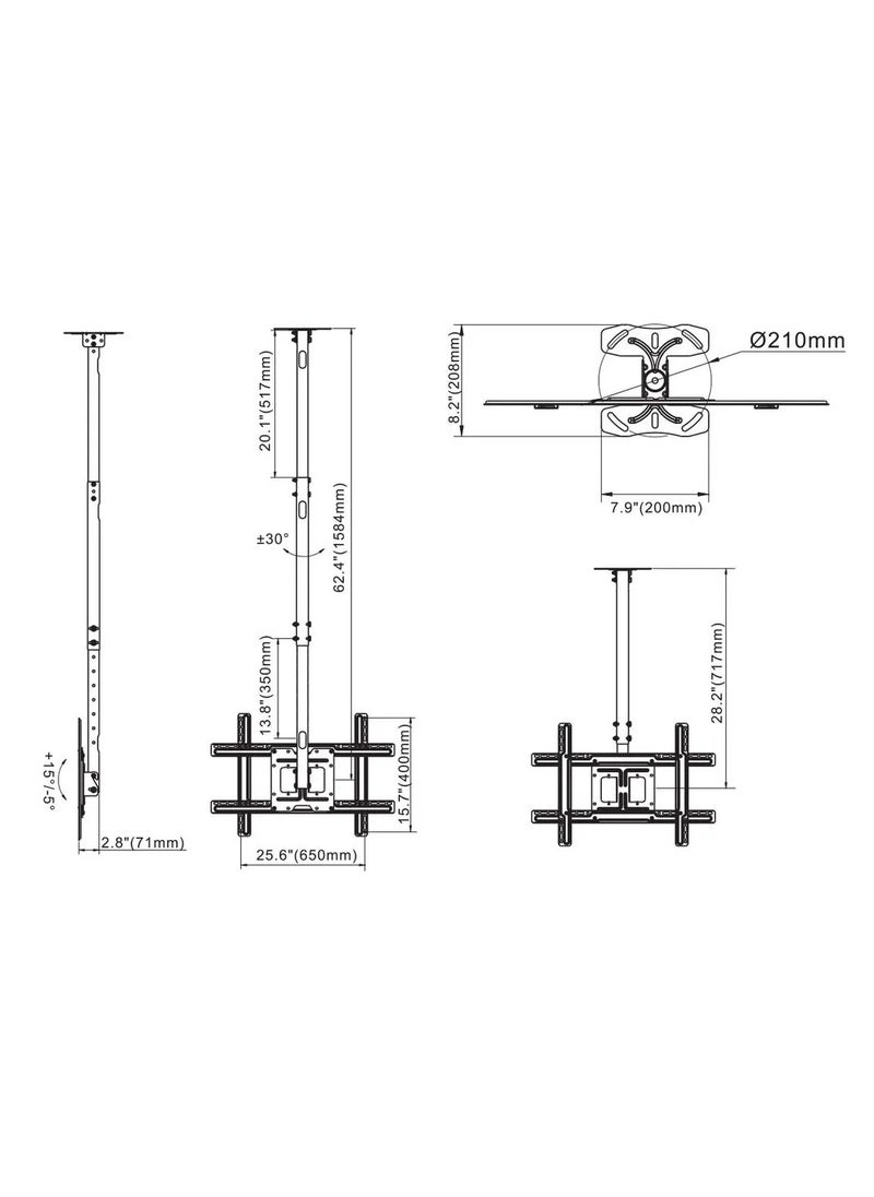 BEETEC TF-CM150 Full-Motion TV Ceiling Mount for 32