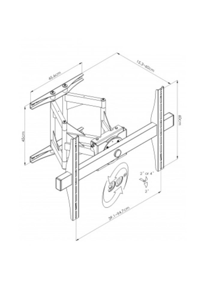 Double Arms Swivel TV Wall Mount for 65-120 Inch LED & LCD Flat Panel TVs up to 150 kg/330 lbs and VESA up to 600x400, Full-Motion with 600mm Extension, Tilting and Swiveling Arms, Screen Rotation, Black | TF-CMW-380S