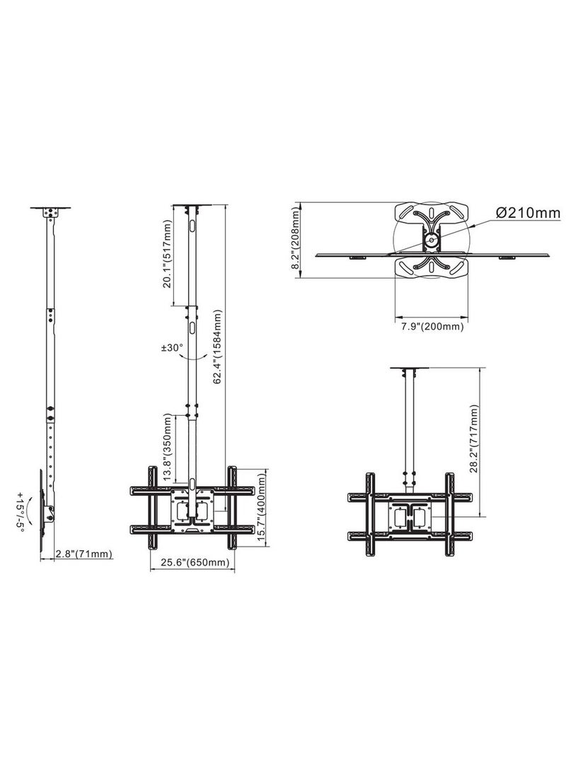 BEETEC TF-CM200 Full-Motion TV Ceiling Mount for 32