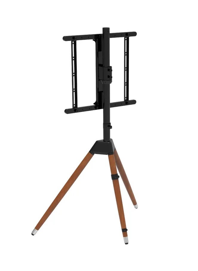 TV Floor Stand for 32-55 Inch TVs up to 40 kg, VESA Compatible 200x200mm to 400x400mm, Minimalist Wooden Tripod Design with Tilt and 360° Swivel Functionality | TF-FS105B