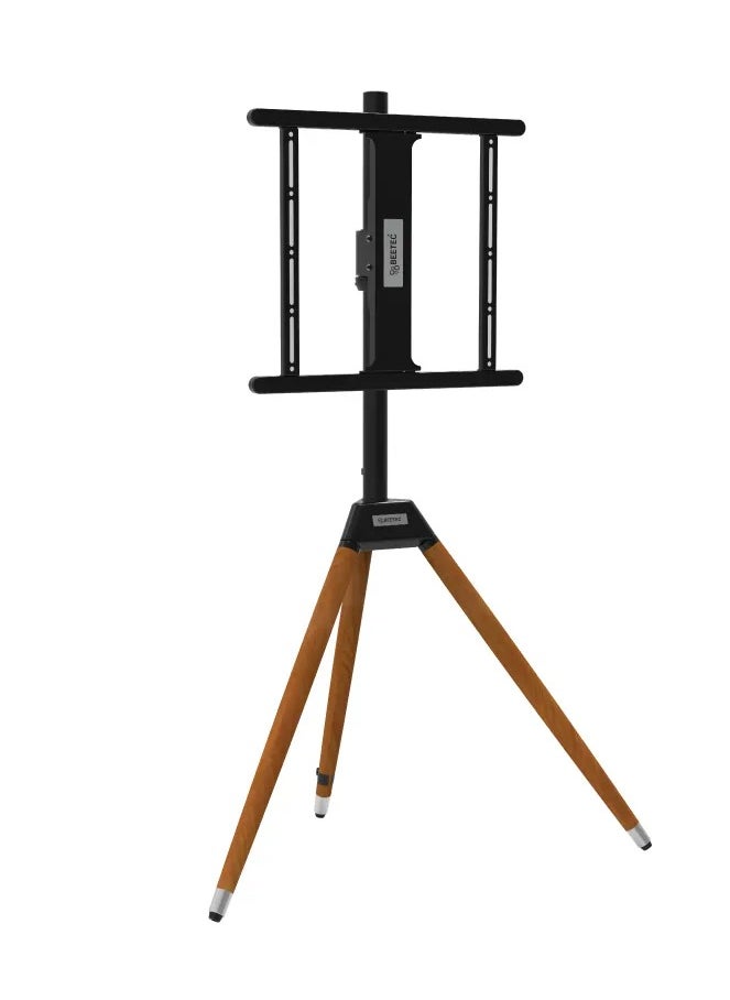 TV Floor Stand for 32-55 Inch TVs up to 40 kg, VESA Compatible 200x200mm to 400x400mm, Minimalist Wooden Tripod Design with Tilt and 360° Swivel Functionality | TF-FS105B