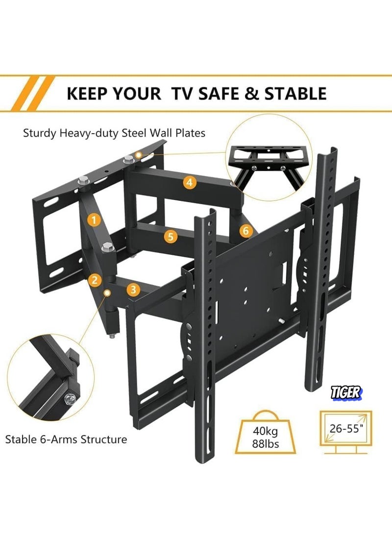 TV Stand/Television Stand – Wall Mount with Rugged Double Arm Bracket for 26