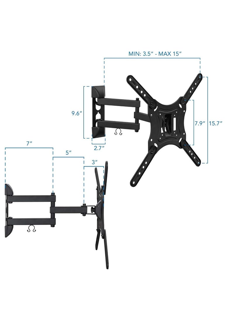 Full Motion TV Wall Mount – Swivel & Articulating Tilt Arm, Fits Up to 55 Inch LCD/LED/OLED Flat Screens, Supports Up to 66 lbs, VESA 400x400, Easy Installation, Black (Generic)