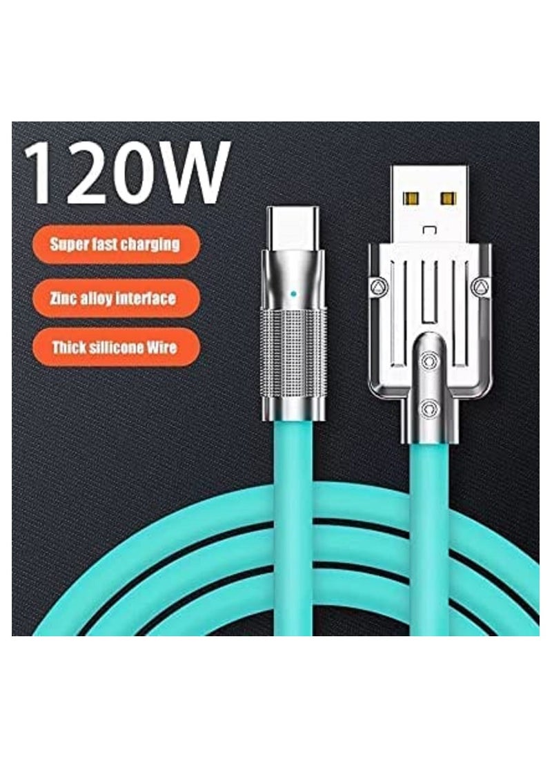 Zinc alloy And soft silicone material 6A Fast Charging Data Line 120W Super Fast Charging Type C Data Cable