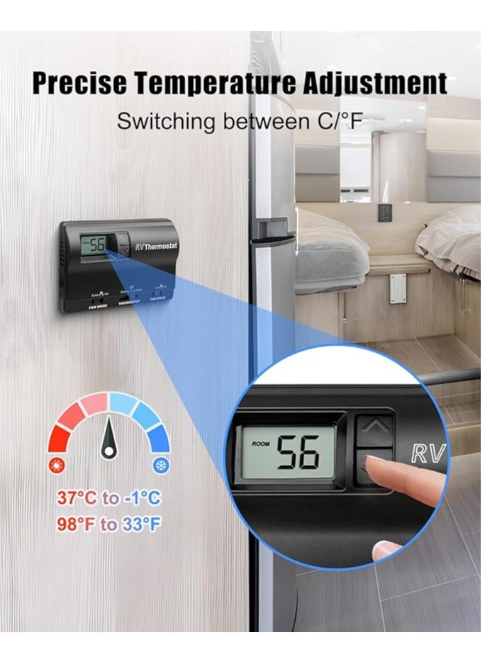 83303862 Rv Thermostat Replacement for Heat/Cool T-Stat Wall Thermostat, Rv AC Digital Thermostat Fits for Coleman Mach, Temperature Adjustment from 37℃ to -1℃