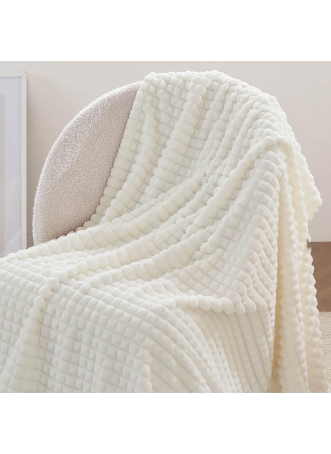 Bedsure Cozy Throw Blanket- Super Soft Blanket Fuzzy Blanket for Women, Ivory Fleece Blanket for Couch, Cute Small Blanket for Girls, 50x60 Inches