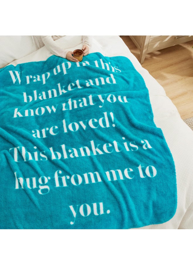 Bedsure Get Well Soon Gifts for Women - After Surgery Blanket with Inspirational Words Sympathy Gift for Men Hug Soft Fleece Healing Blanket Teal 50x60 Inch