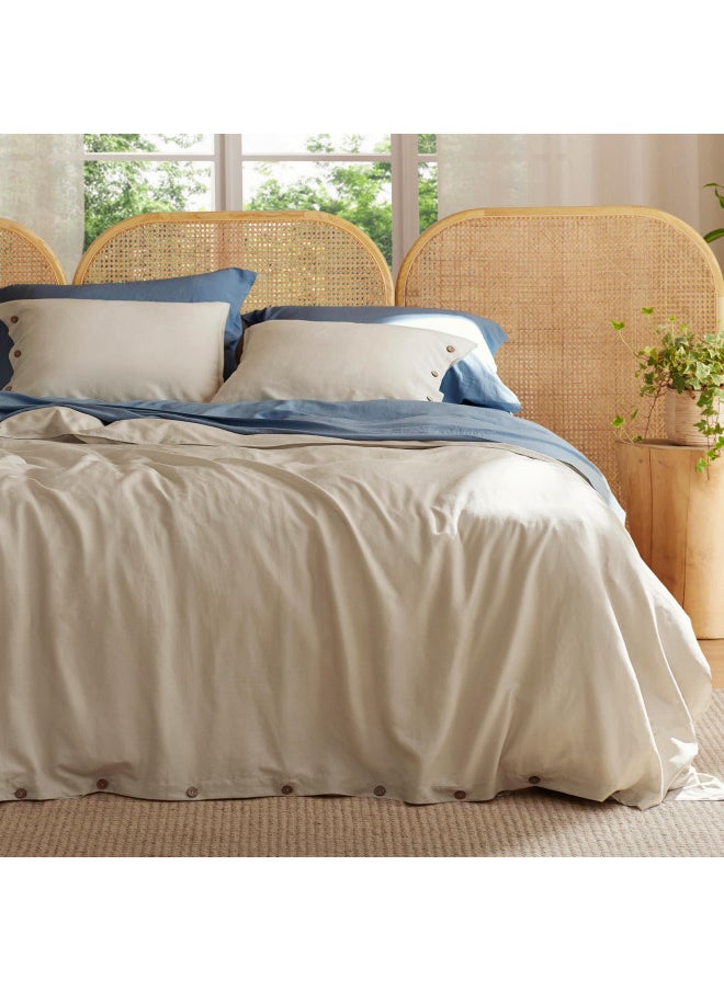 Bedsure Cooling Duvet Cover Queen, Rayon Derived from Bamboo Linen Blend Duvet Cover Queen, Linen Duvet Cover Set, 3 Pieces, 1 Duvet Cover 90x90 Inches and 2 Pillowcases, Comforter Sold Separately