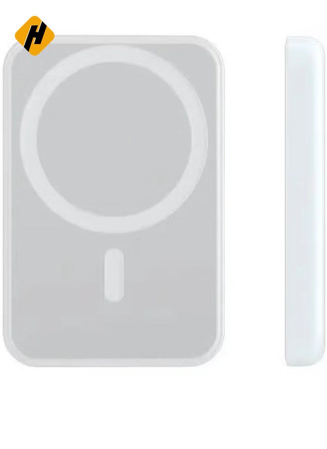 MagSafe Wireless Power Bank for iPhone 15 Pro Max – 10,000mAh Portable Charger in White