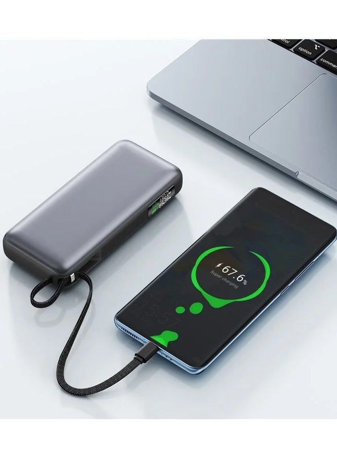 ACEFAST M22-20000 Portable Phone Charger 20000mAh PD 130W Power Bank with Built-In USB-C Cable