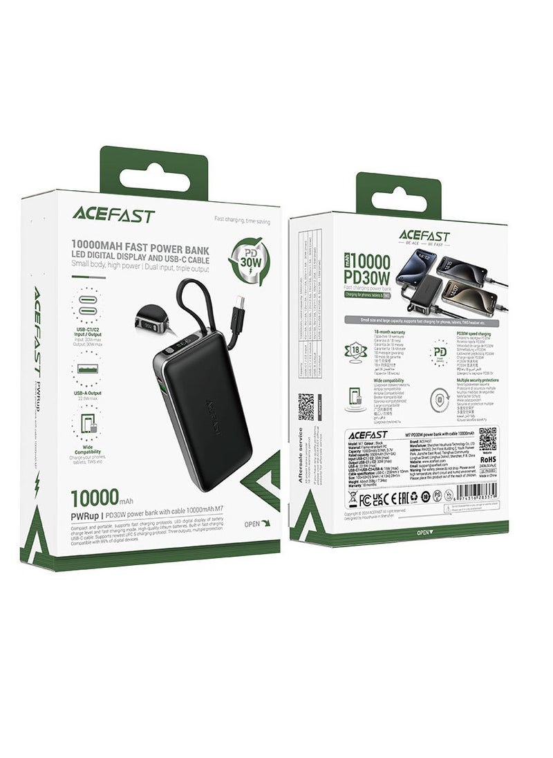 ACEFAST M7-10000 PD30W Power Bank with Cable with 2 Charging Ports Lightweight and High Quality