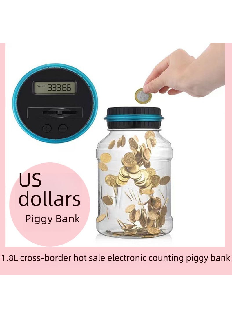 Digital Counting Money Jar Large Transparent Savings Bank Euro