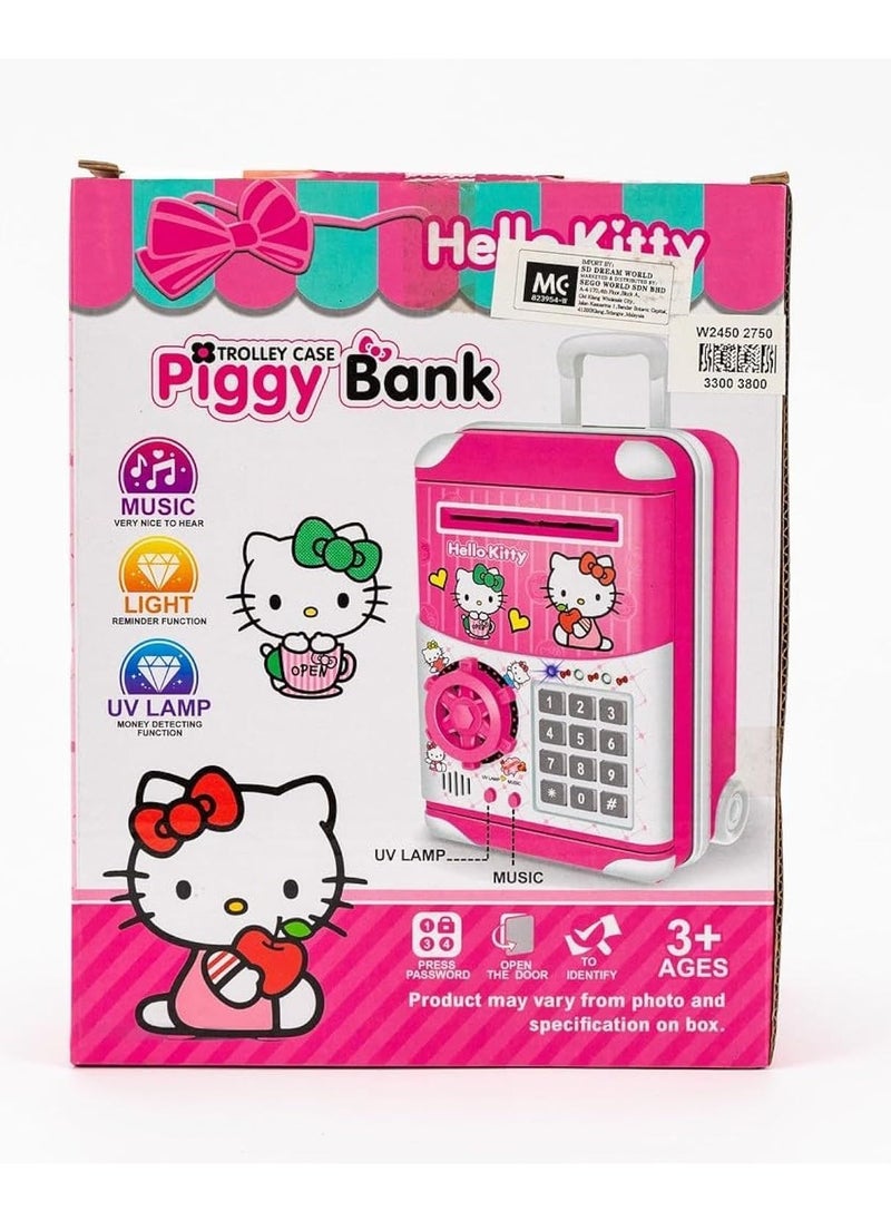 Hello Kitty Electronic Money Bank with Password Lock | Auto Scroll Cash & Coin Saving Box | Mini ATM Piggy Bank for Kids | Perfect Gift for Boys & Girls