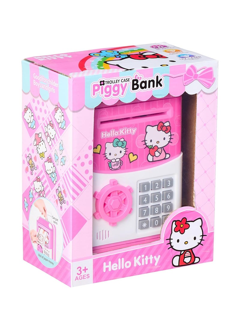 Hello Kitty Electronic Money Bank with Password Lock | Auto Scroll Cash & Coin Saving Box | Mini ATM Piggy Bank for Kids | Perfect Gift for Boys & Girls