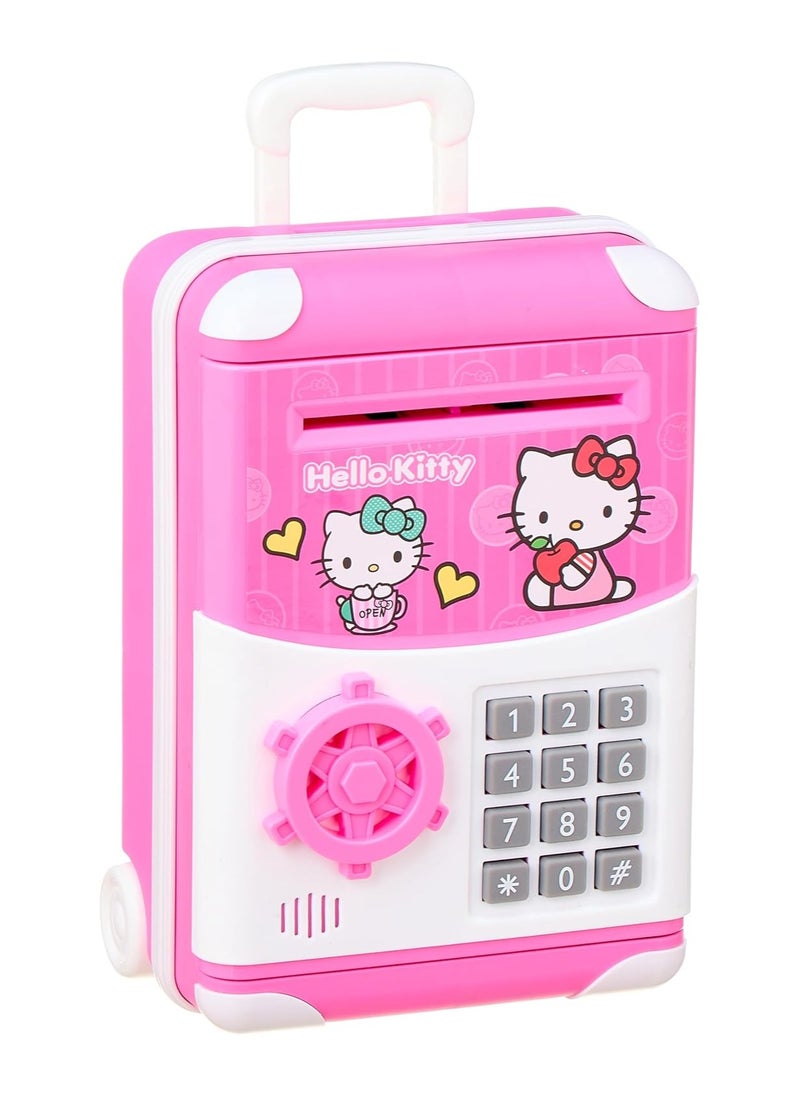 Hello Kitty Electronic Money Bank with Password Lock | Auto Scroll Cash & Coin Saving Box | Mini ATM Piggy Bank for Kids | Perfect Gift for Boys & Girls