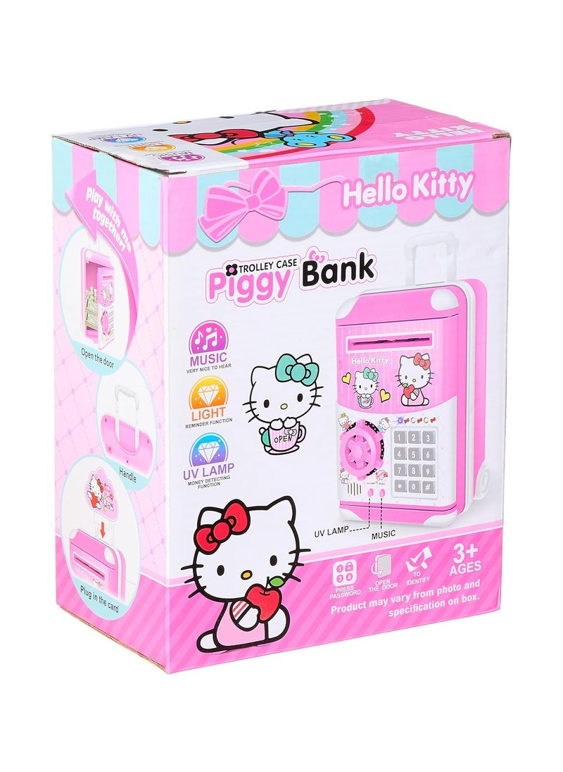 Hello Kitty Electronic Money Bank with Password Lock | Auto Scroll Cash & Coin Saving Box | Mini ATM Piggy Bank for Kids | Perfect Gift for Boys & Girls