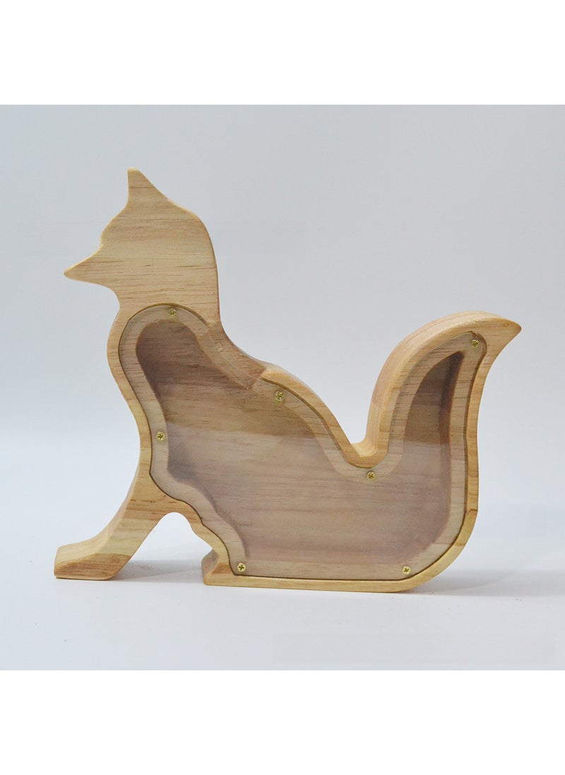 Wooden Animal Alphabet Piggy Bank for Kids Fox