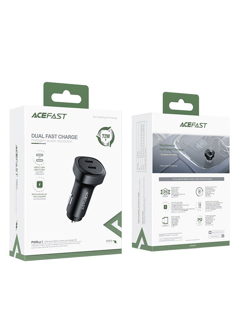 ACEFAST B2 72W Dual USB-C Metal Car Charger