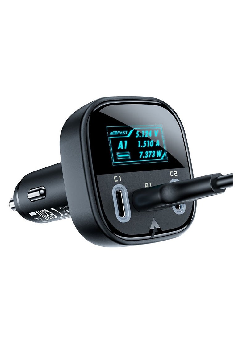 Acefast B5 101W 2C+A Metal Car Charger With OLED Smart Display Black