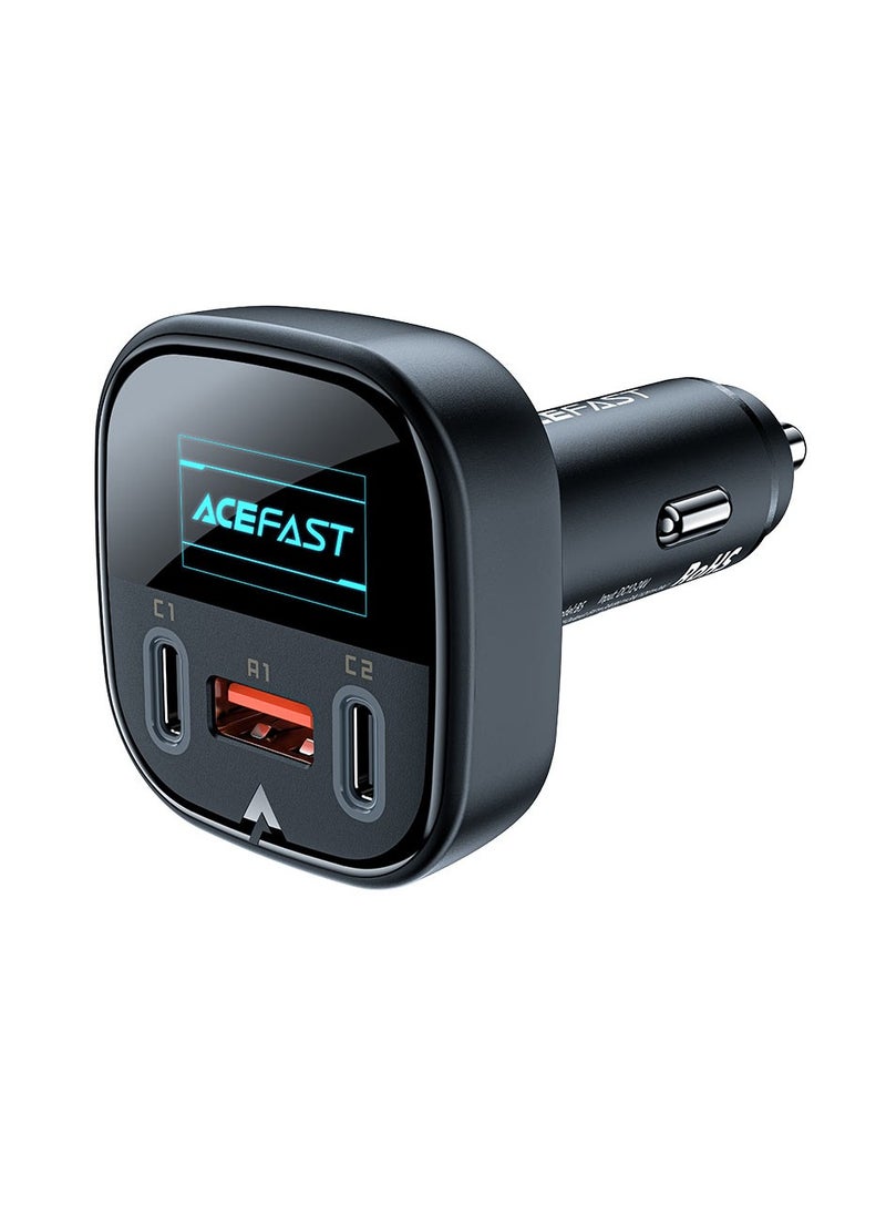 Acefast B5 101W 2C+A Metal Car Charger With OLED Smart Display Black