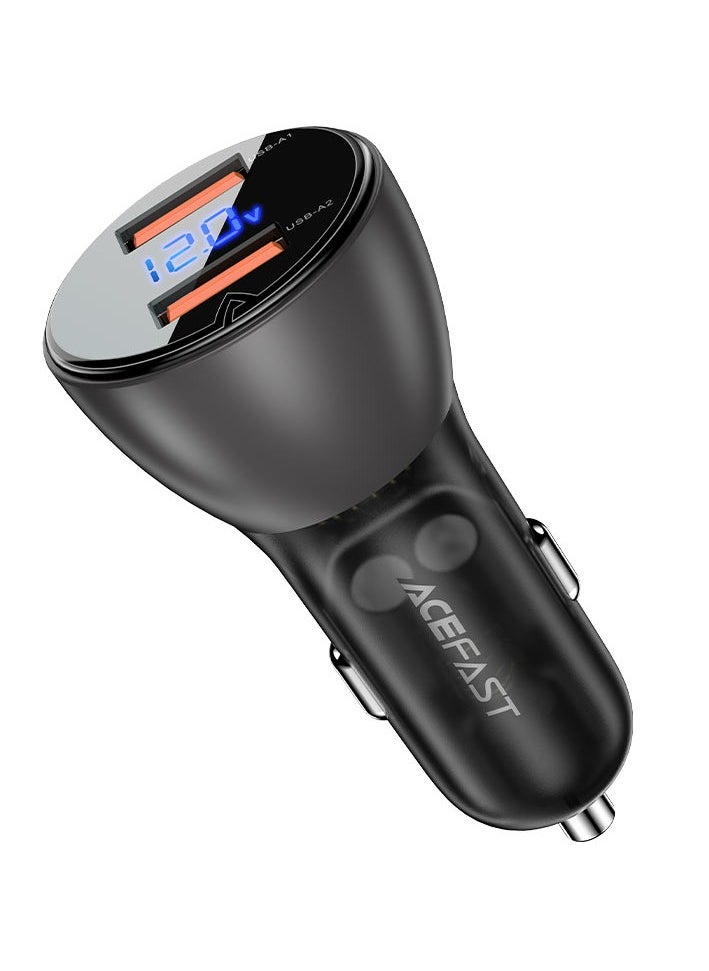 Acefast B7 45W USB-A+USB-A Dual-Port Metal Car Charger with Digital Display