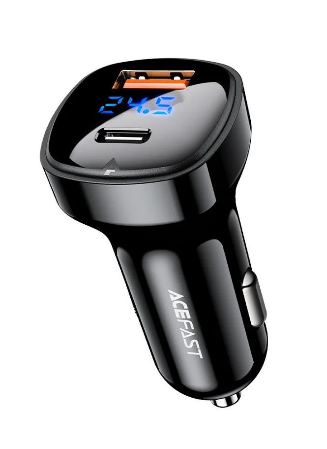 B4 Digital Display USB-C and USB-A Dual Port Car Charger Black