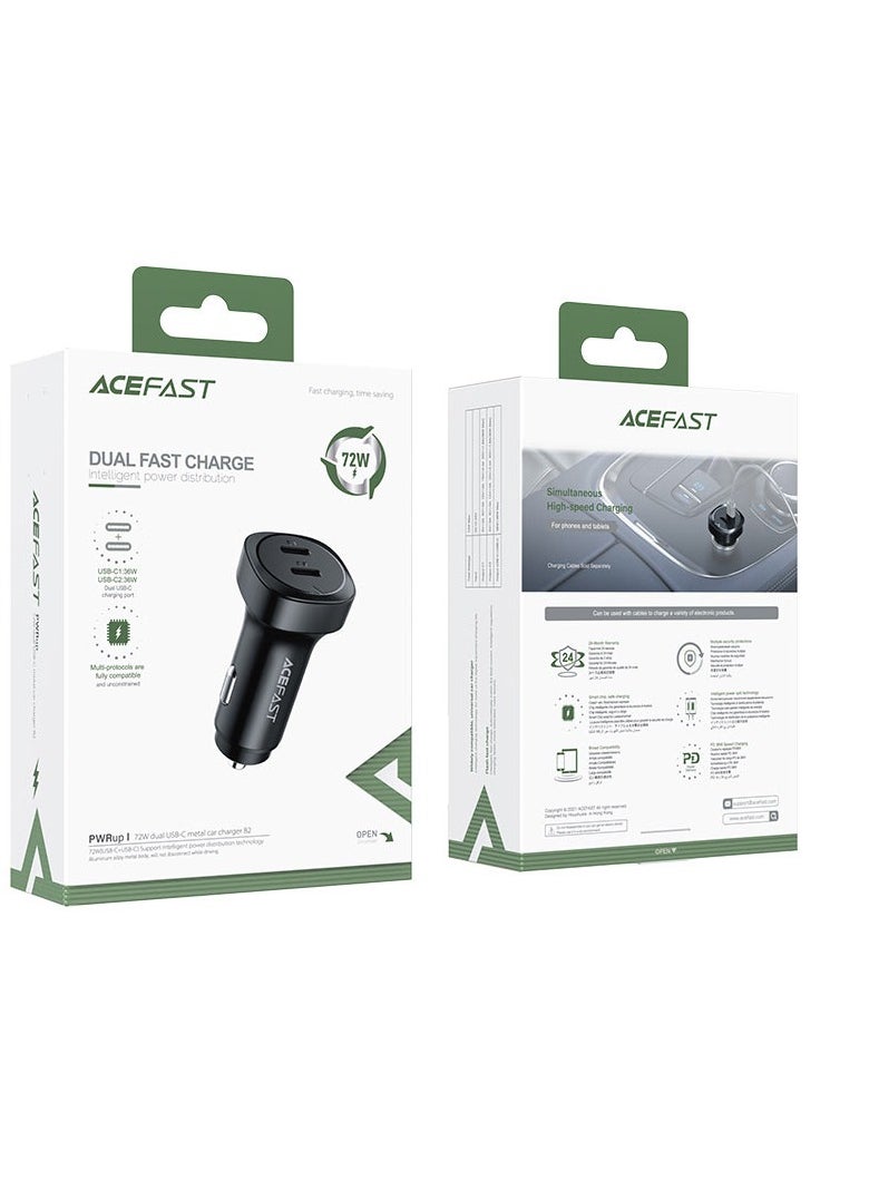 ACEFAST B2 72W Dual USB-C Metal Car Charger