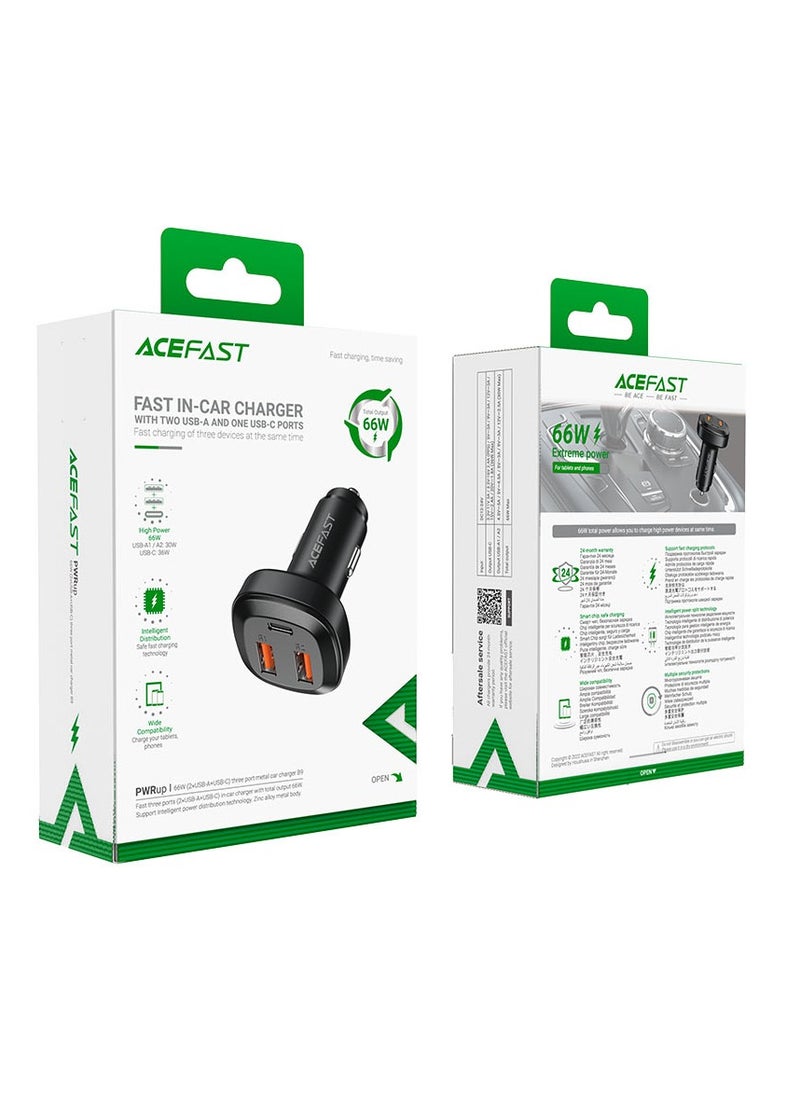 B9 66W(2USB-A+USB-C) three Port Metal Car Charger