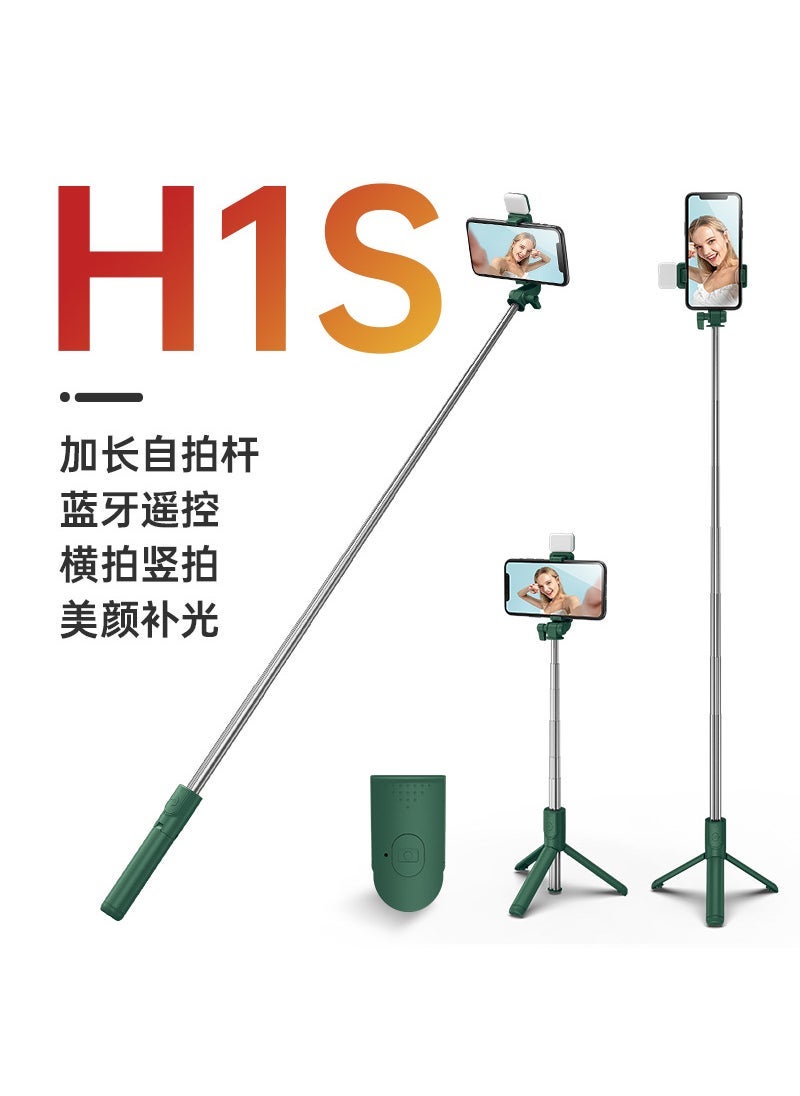 Extendable Bluetooth Selfie Stick with Fill Light H6-1.65m selfie stick Black