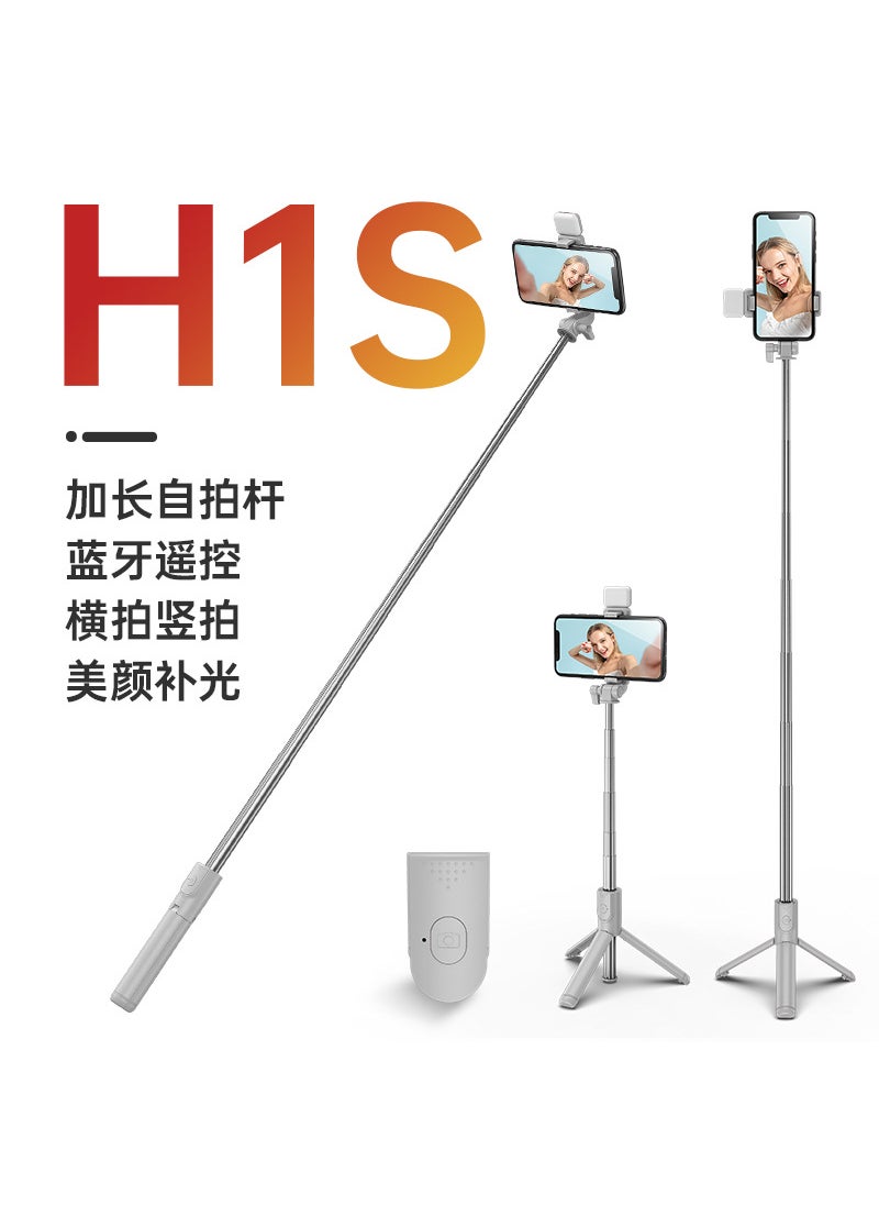 Extendable Bluetooth Selfie Stick with Fill Light H6-1.65m selfie stick Black