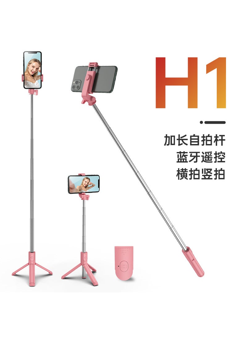 Extendable Bluetooth Selfie Stick with Fill Light H6-1.65m selfie stick Black