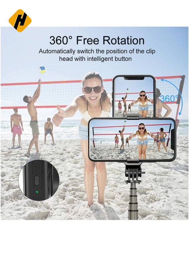 Selfie Stick Gimbal Stabilizer,  360° Rotation Tripod with Wireless Remote, Portable Phone Holder, Auto Balance 1-Axis Gimbal for Smartphones Tiktok Vlog Youtuber Live Video Record