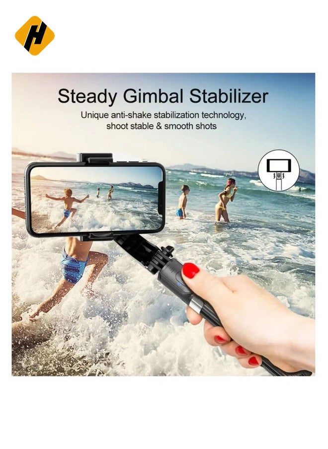 Selfie Stick Gimbal Stabilizer, EqiEch 360° Rotation Tripod with Wireless Remote, Portable Phone Holder, Auto Balance 1-Axis Gimbal for Smartphones Tiktok Vlog Youtuber Live Video Record