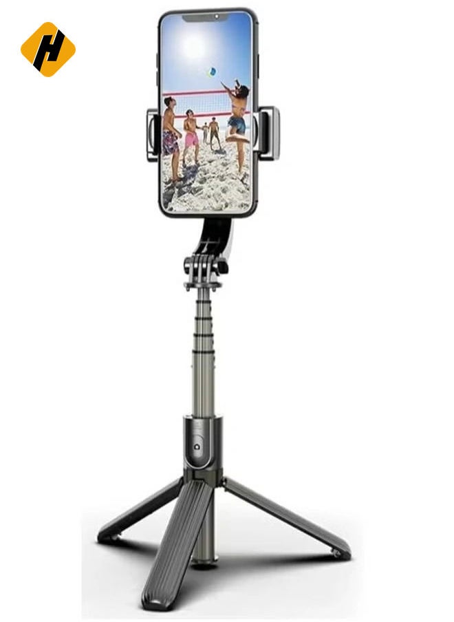 Selfie Stick Gimbal Stabilizer, EqiEch 360° Rotation Tripod with Wireless Remote, Portable Phone Holder, Auto Balance 1-Axis Gimbal for Smartphones Tiktok Vlog Youtuber Live Video Record