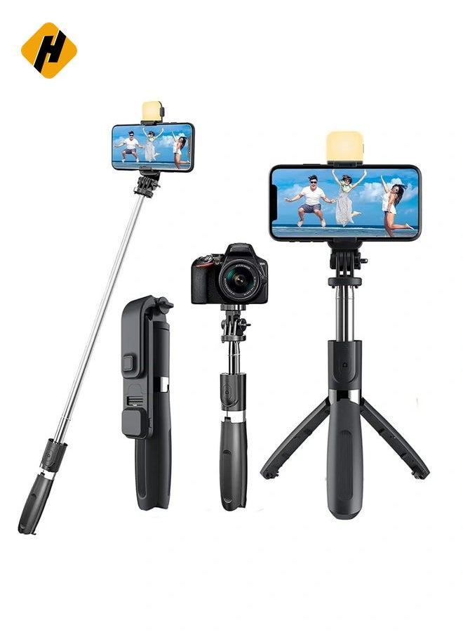 Bluetooth Selfie Sticks with Remote and Selfie Light, 3-in-1 Multifunctional Selfie Stick Tripod Stand Mobile Stand Compatible with All Phones