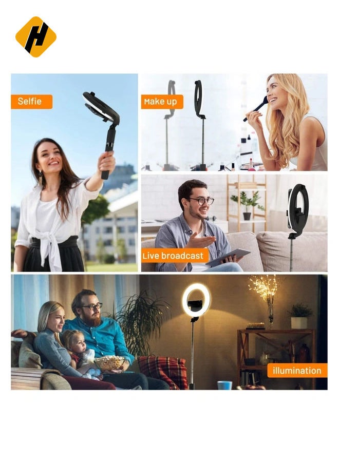 Selfie Stick with Ring Light, 2023 Model, 3 Color Modes, 9 Levels of Dimming, High Brightness, Tripod, Selfie Light, 360° x 220° Rotation, 5 Levels of Stretching, Auxiliary Light, Bluetooth Remo