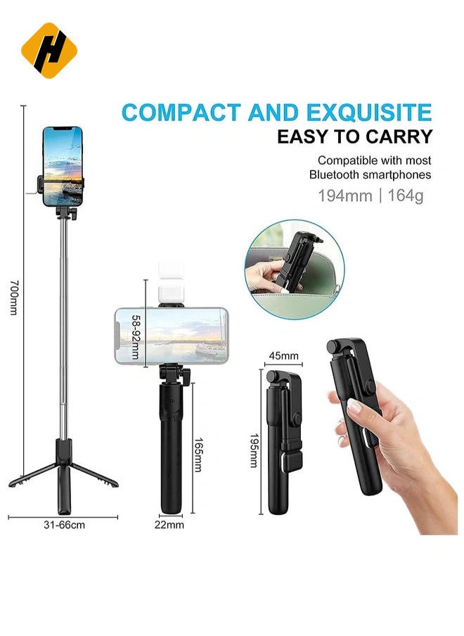 Bluetooth Selfie Sticks with Remote and Selfie Light, 3-in-1 Multifunctional Selfie Stick Tripod Stand Mobile Stand Compatible with All Phones